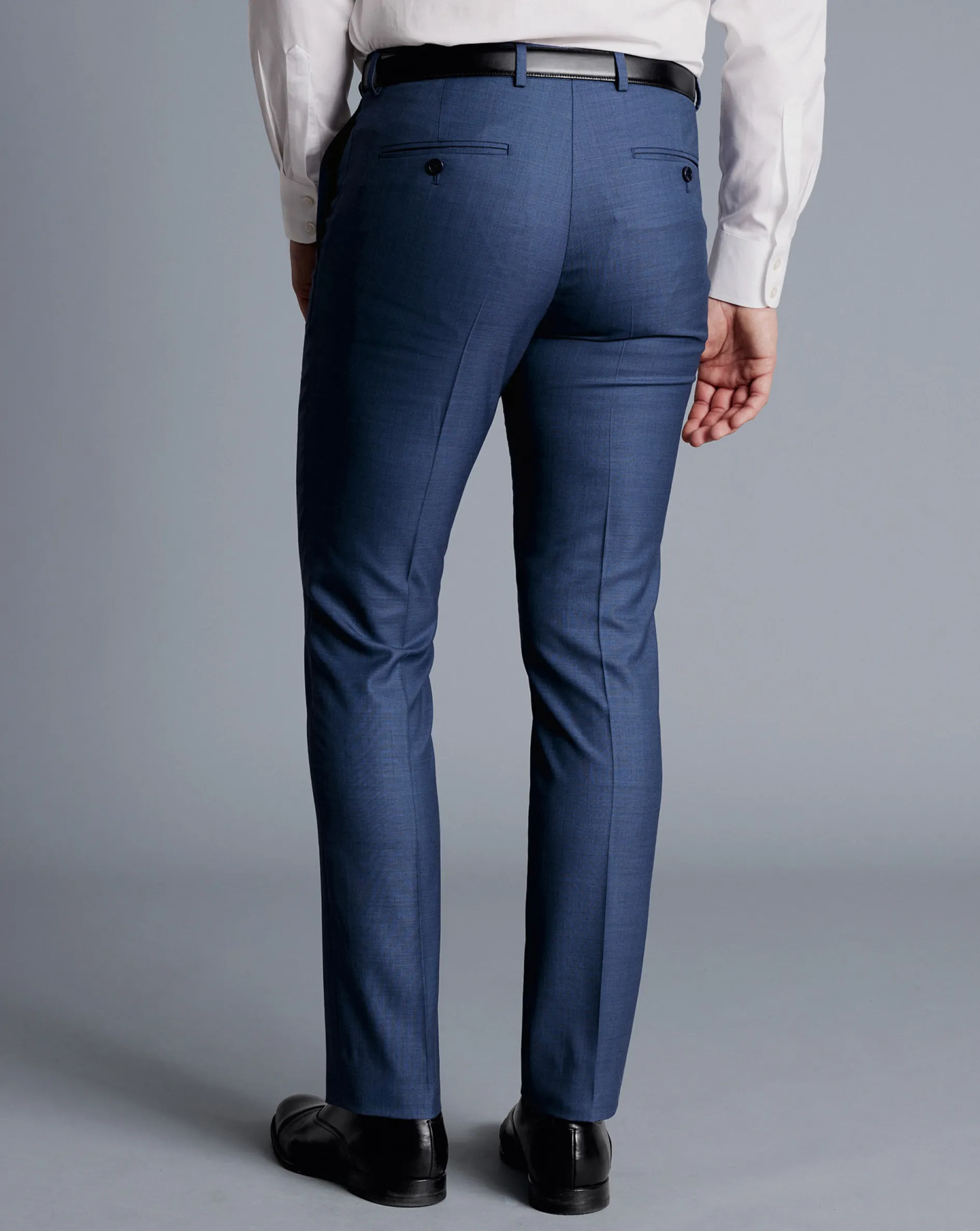 Sale Charles Tyrwhitt Sharkskin Suit Pants - Ocean Blue