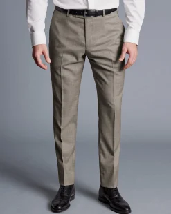 Cheap Charles Tyrwhitt Sharkskin Suit Pants - Taupe