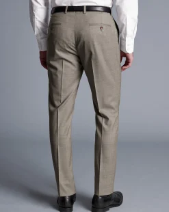 Cheap Charles Tyrwhitt Sharkskin Suit Pants - Taupe