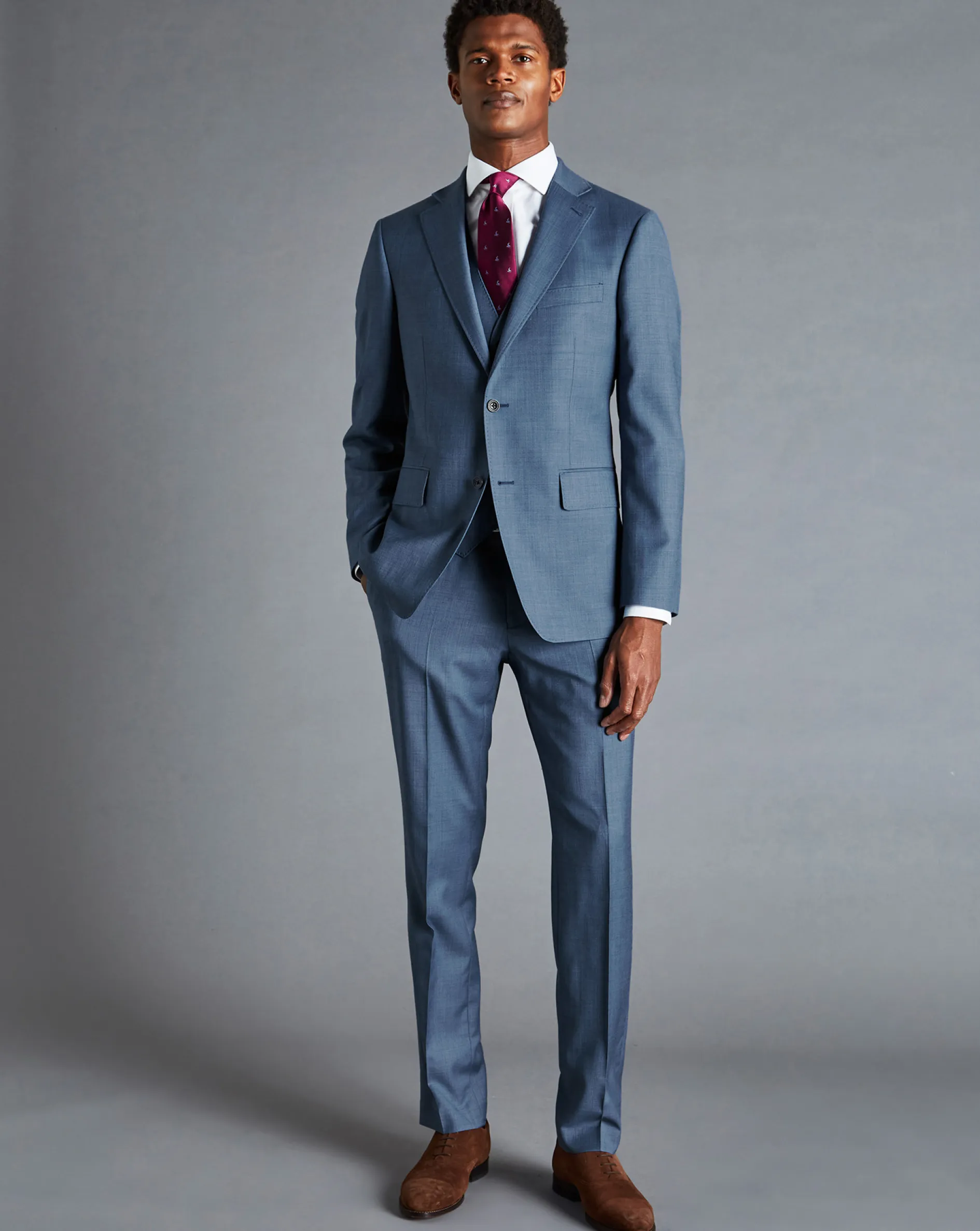Flash Sale Charles Tyrwhitt Sharkskin Suit Vest - Cornflower Blue