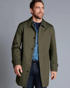 Outlet Charles Tyrwhitt Showerproof Cotton Raincoat - Green Olive