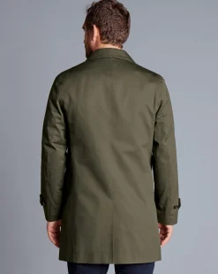 Outlet Charles Tyrwhitt Showerproof Cotton Raincoat - Green Olive