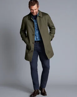 Outlet Charles Tyrwhitt Showerproof Cotton Raincoat - Green Olive