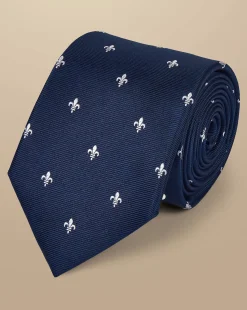 Store Charles Tyrwhitt Silk Fleur-de-lys Tie - French Blue Navy