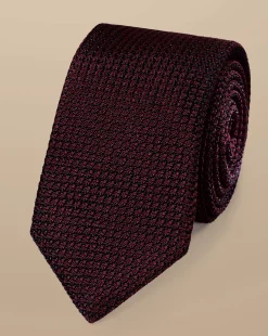 Hot Charles Tyrwhitt Silk Grenadine Italian Tie - Maroon Red