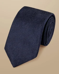 Discount Charles Tyrwhitt Silk Linen Tie - French Blue