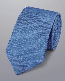 Store Charles Tyrwhitt Silk Linen Tie - Ocean Blue