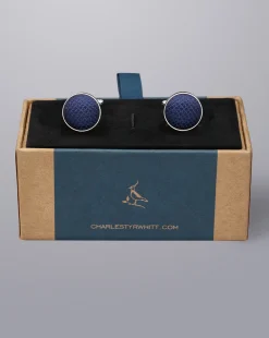 Online Charles Tyrwhitt Silk Round Cufflinks - Navy