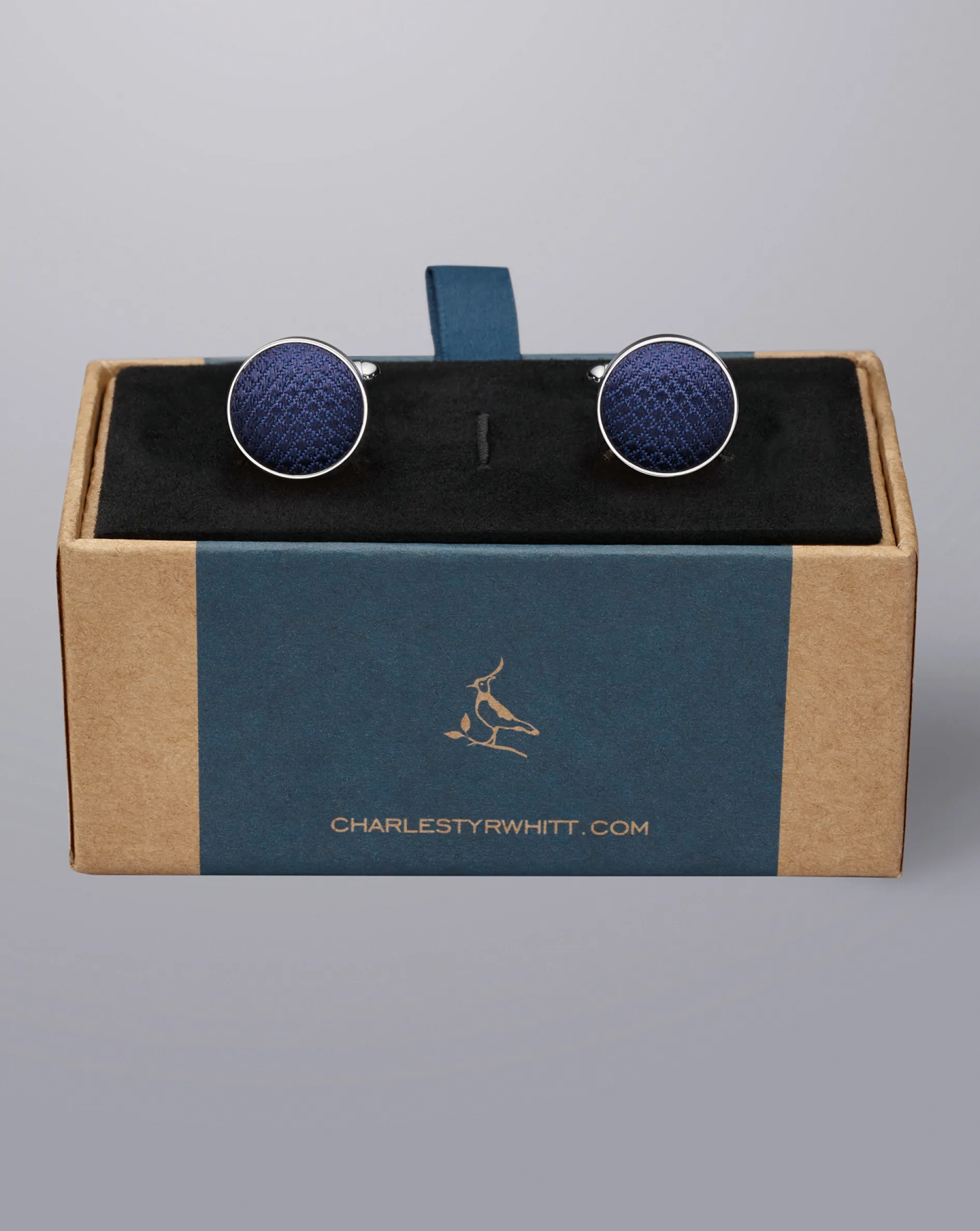 Online Charles Tyrwhitt Silk Round Cufflinks - Navy