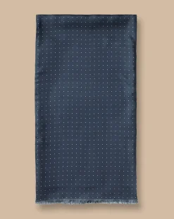 Best Sale Charles Tyrwhitt Silk Spot Print Scarf - Navy