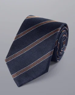 Flash Sale Charles Tyrwhitt Silk Stripe Tie - French Blue & Camel
