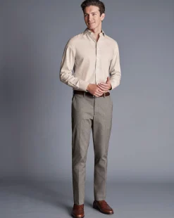 Best Charles Tyrwhitt Smart Cotton Stretch Pants - Taupe