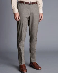 Best Charles Tyrwhitt Smart Cotton Stretch Pants - Taupe
