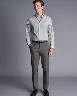 Clearance Charles Tyrwhitt Smart Cotton Stretch Pants - Dark Grey