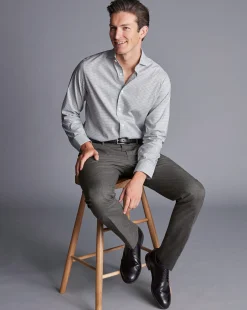 Clearance Charles Tyrwhitt Smart Cotton Stretch Pants - Dark Grey