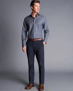 Store Charles Tyrwhitt Smart Cotton Stretch Pants - Ink Blue