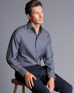 Store Charles Tyrwhitt Smart Cotton Stretch Pants - Ink Blue