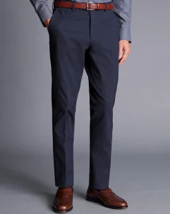Store Charles Tyrwhitt Smart Cotton Stretch Pants - Ink Blue