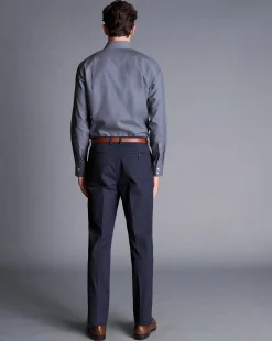 Store Charles Tyrwhitt Smart Cotton Stretch Pants - Ink Blue