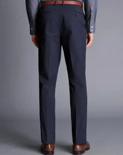 Store Charles Tyrwhitt Smart Cotton Stretch Pants - Ink Blue