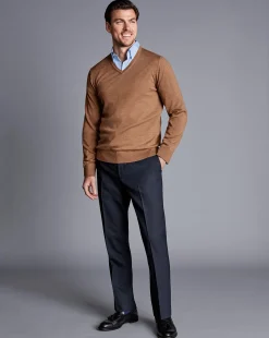 Shop Charles Tyrwhitt Smart Italian Luxury Pants - Ink Blue