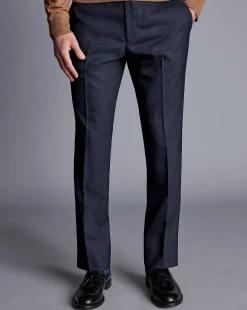 Shop Charles Tyrwhitt Smart Italian Luxury Pants - Ink Blue