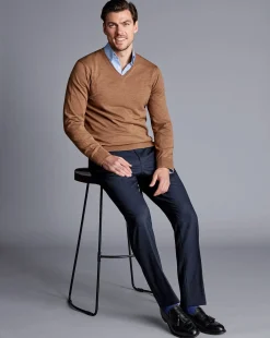 Shop Charles Tyrwhitt Smart Italian Luxury Pants - Ink Blue