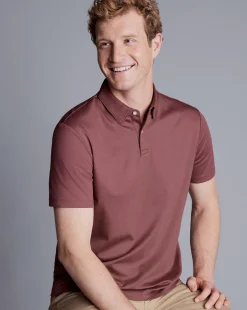 New Charles Tyrwhitt Smart Jersey Polo - Claret Pink