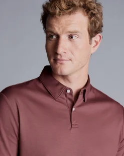 New Charles Tyrwhitt Smart Jersey Polo - Claret Pink