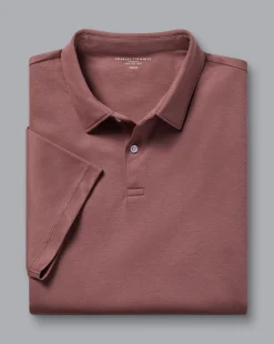 New Charles Tyrwhitt Smart Jersey Polo - Claret Pink
