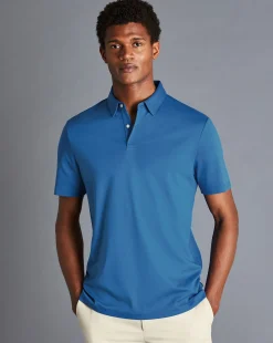 Shop Charles Tyrwhitt Smart Jersey Polo - Ocean Blue