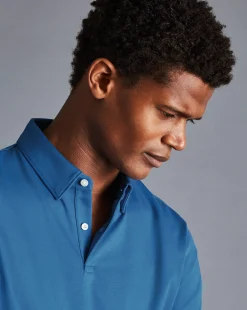 Shop Charles Tyrwhitt Smart Jersey Polo - Ocean Blue