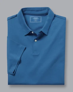 Shop Charles Tyrwhitt Smart Jersey Polo - Ocean Blue