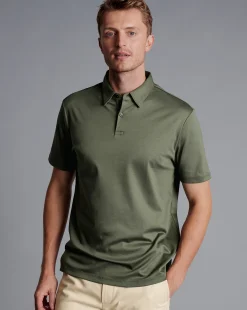 Cheap Charles Tyrwhitt Smart Jersey Polo - Green Olive