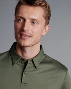 Cheap Charles Tyrwhitt Smart Jersey Polo - Green Olive
