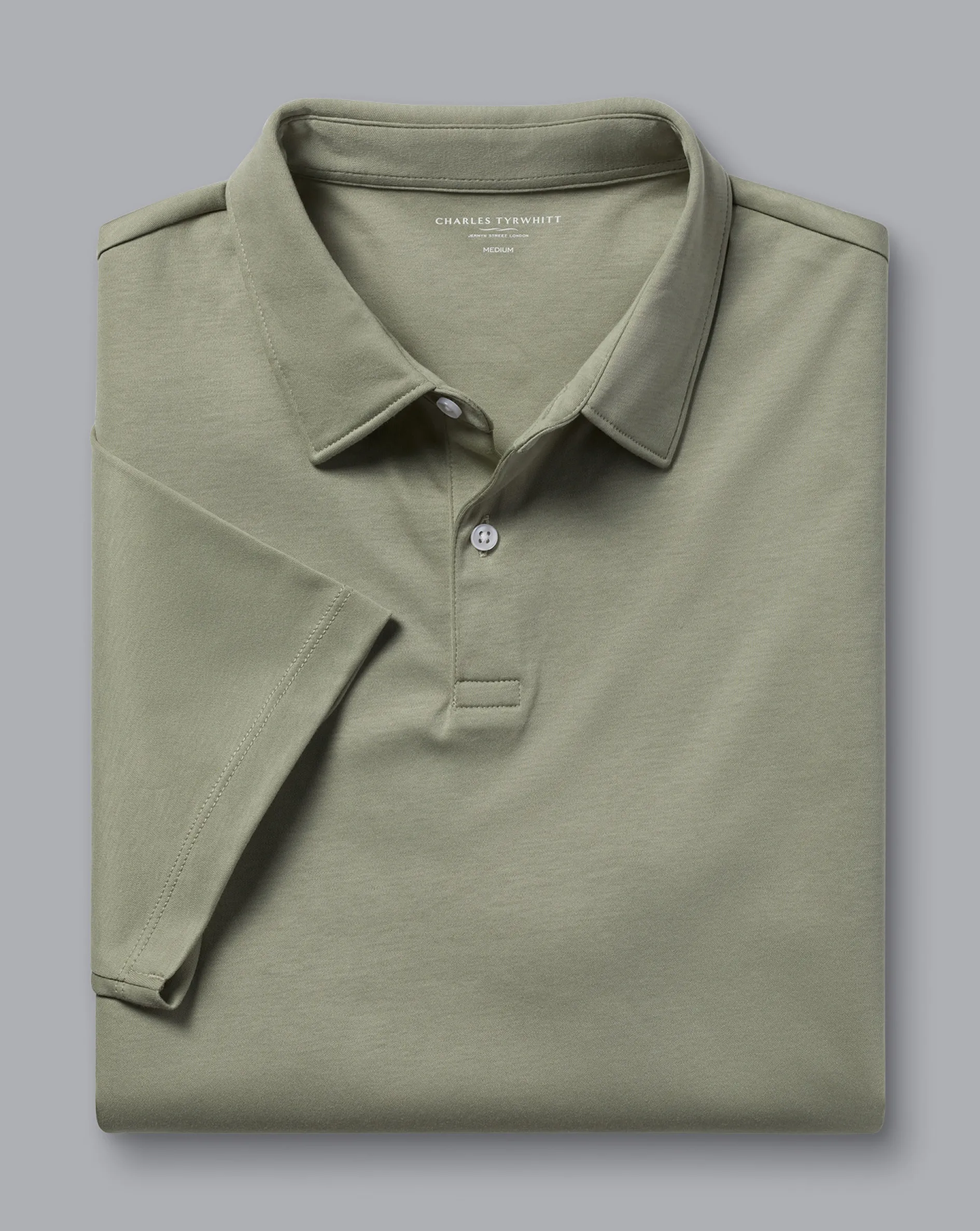 Best Sale Charles Tyrwhitt Smart Jersey Polo - Sage Green Light Sage Green