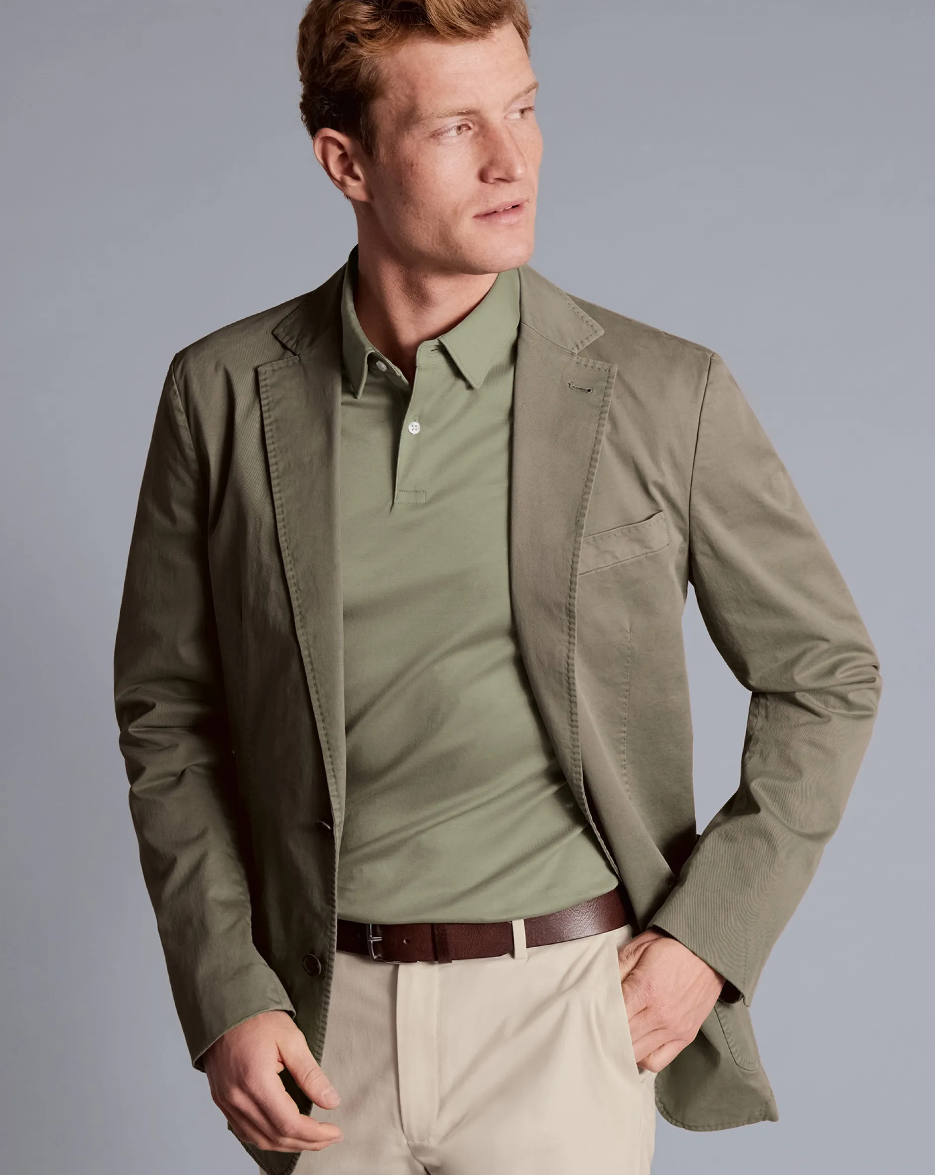 Best Sale Charles Tyrwhitt Smart Jersey Polo - Sage Green Light Sage Green