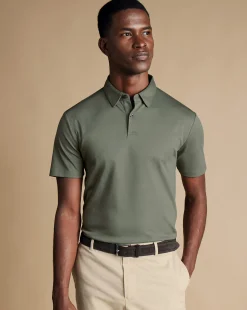 Cheap Charles Tyrwhitt Smart Jersey Polo - Sage Green