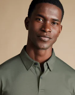 Cheap Charles Tyrwhitt Smart Jersey Polo - Sage Green