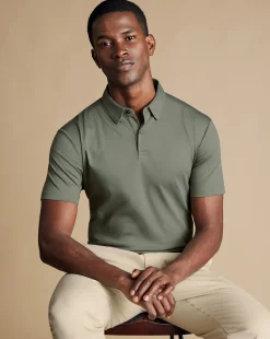 Cheap Charles Tyrwhitt Smart Jersey Polo - Sage Green