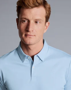 Cheap Charles Tyrwhitt Smart Jersey Polo - Blue Sky
