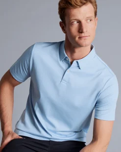 Cheap Charles Tyrwhitt Smart Jersey Polo - Blue Sky