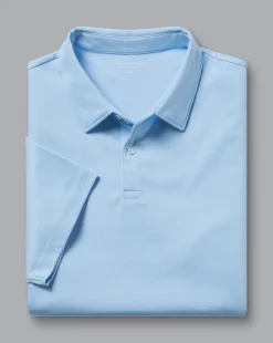 Cheap Charles Tyrwhitt Smart Jersey Polo - Blue Sky