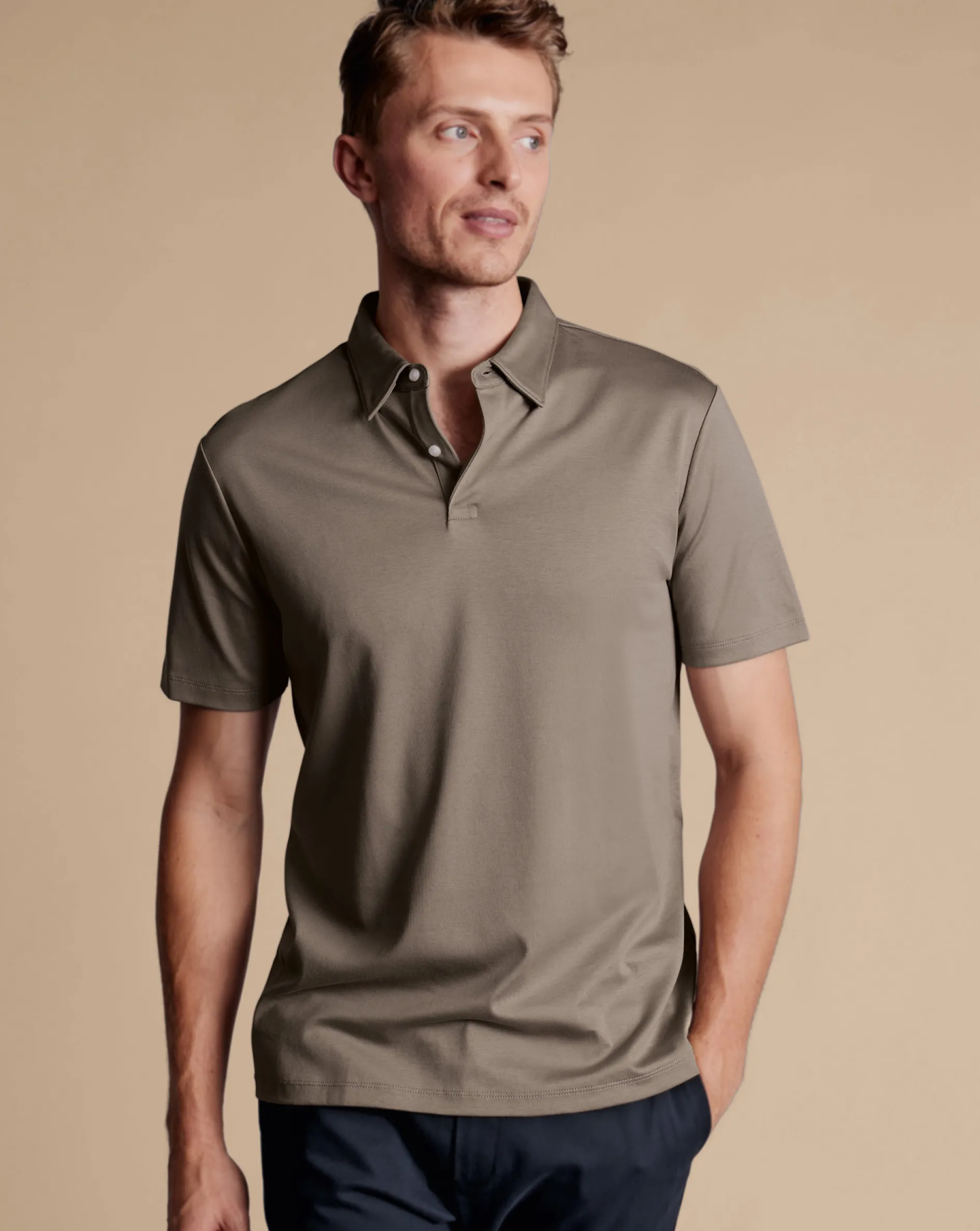 Best Charles Tyrwhitt Smart Jersey Polo - Taupe