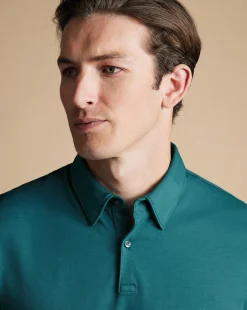 Store Charles Tyrwhitt Smart Jersey Polo - Green Teal