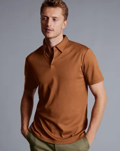 Cheap Charles Tyrwhitt Smart Jersey Polo - Toffee
