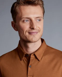 Cheap Charles Tyrwhitt Smart Jersey Polo - Toffee