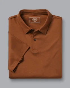 Cheap Charles Tyrwhitt Smart Jersey Polo - Toffee