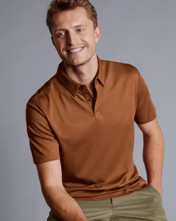 Cheap Charles Tyrwhitt Smart Jersey Polo - Toffee