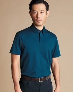 Sale Charles Tyrwhitt Smart Jersey Polo - Blue Turquoise